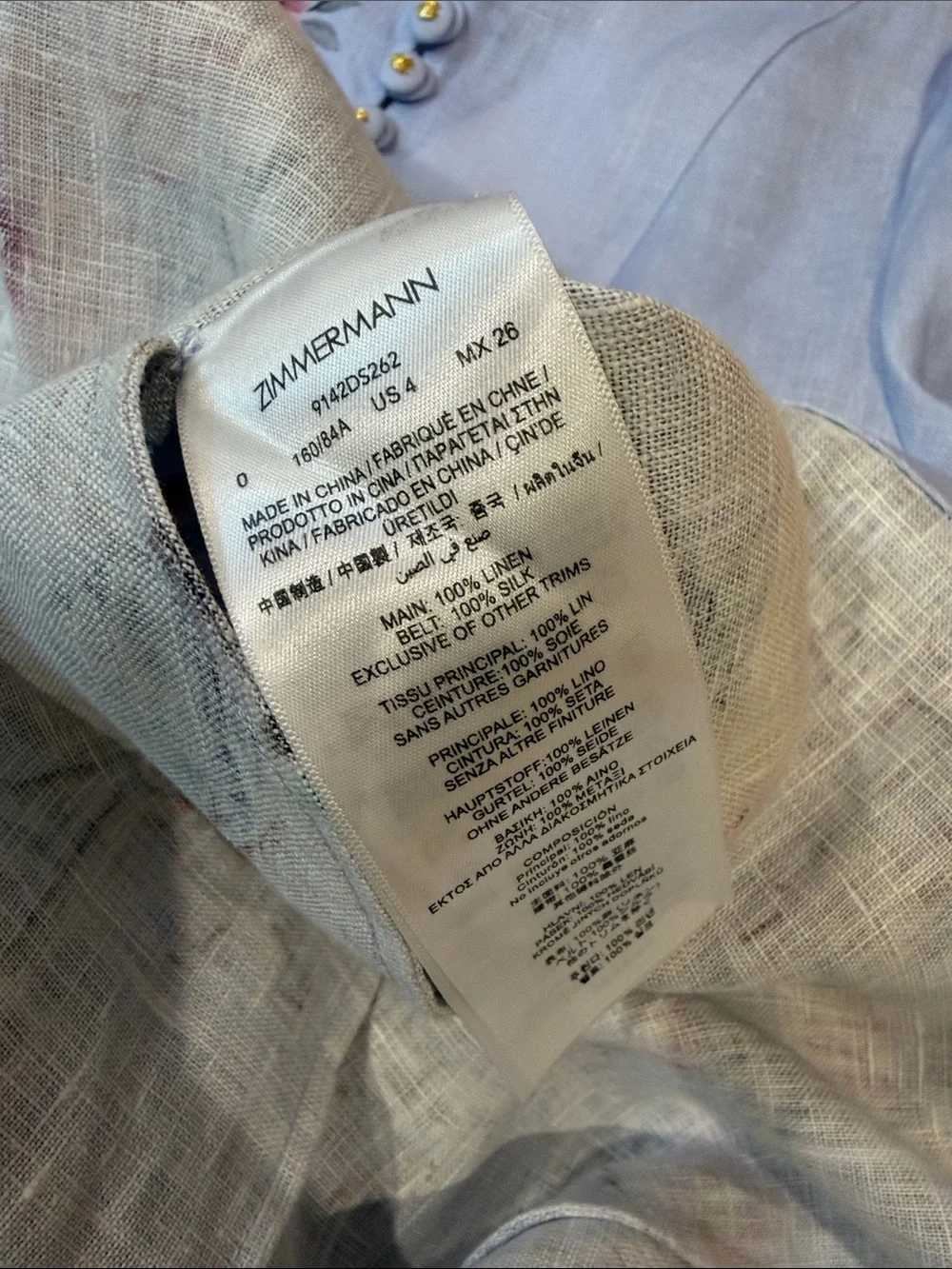 🔥CLEARANCE🔥 NWOT Zimmermann Lavender Floral Linen Mini Dress, Size AU 3 - Picture 16 of 16